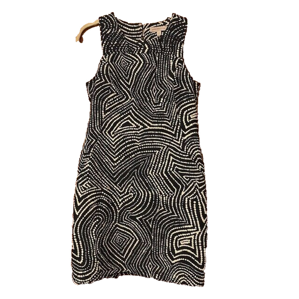 Banana Republic Heritage Sleeveless Black White Cotton Knee Length Dress Size 4